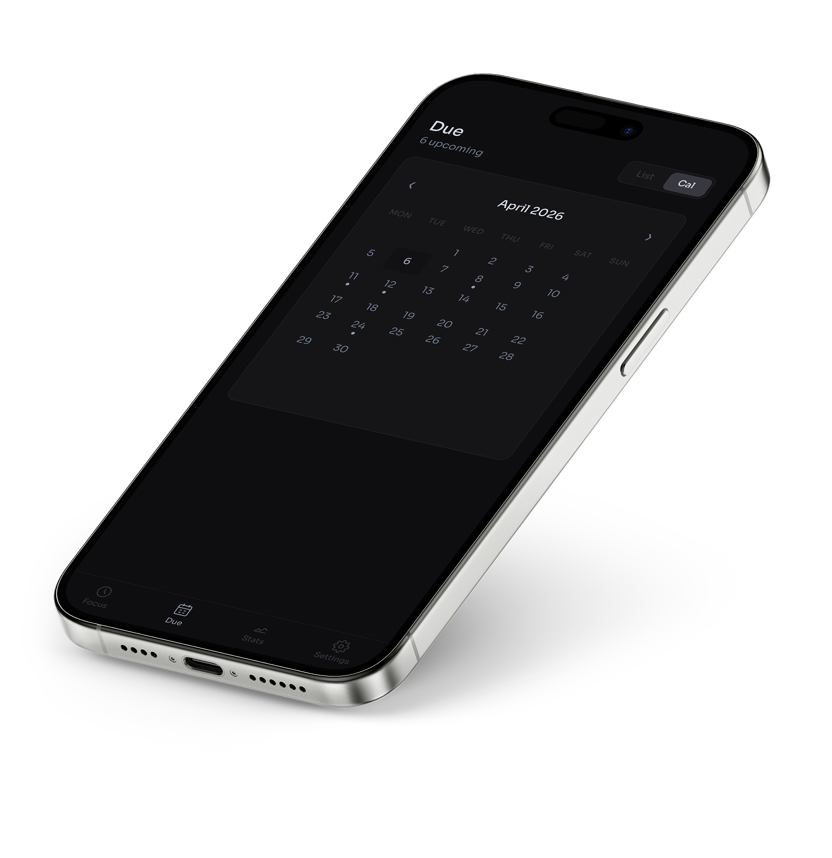 Calendar screen