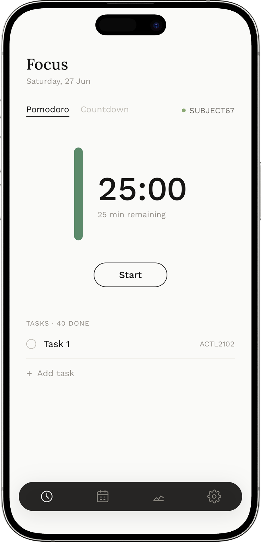 Stratum focus timer screen